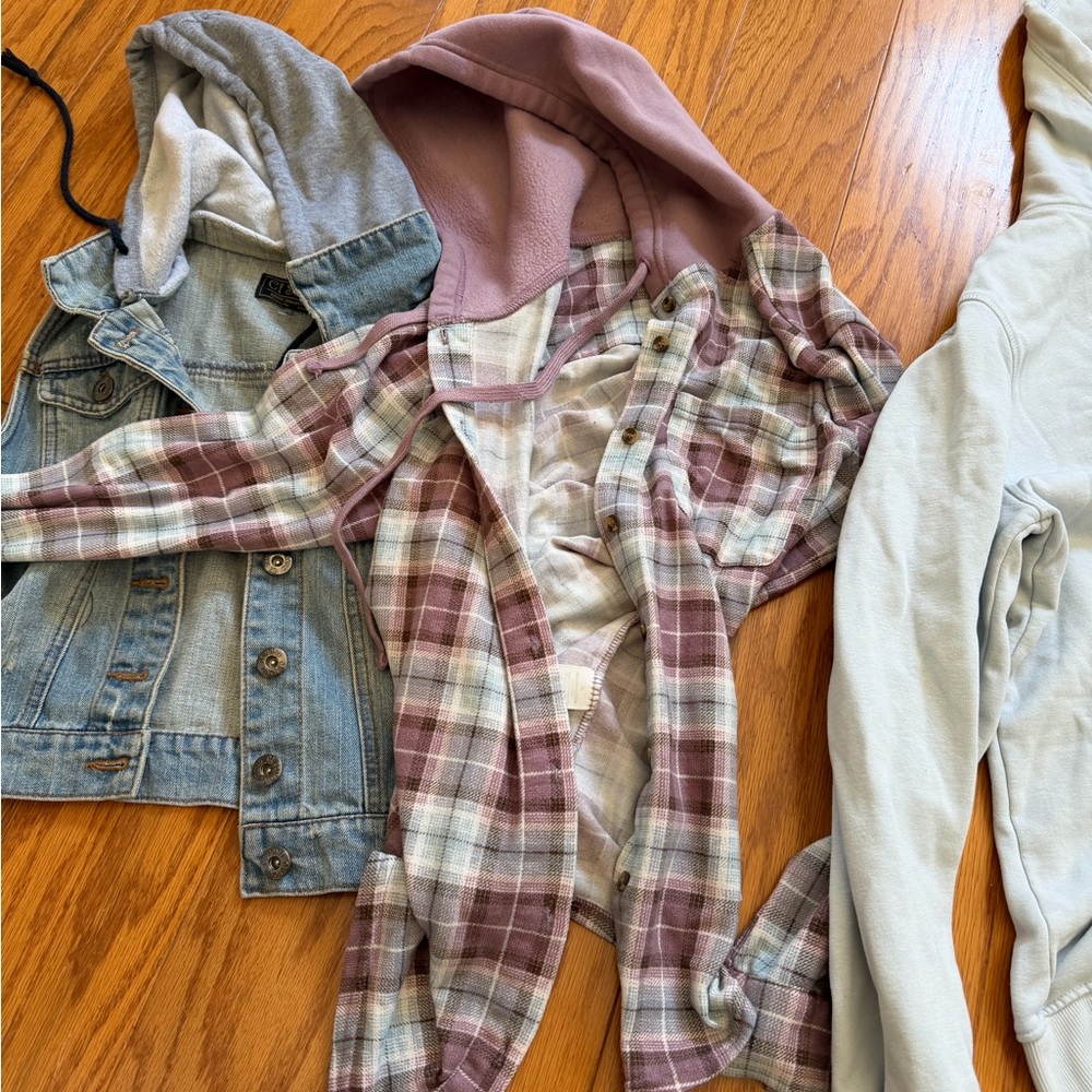 Lot of 3 women’s assorted mix Stylish Denim and Plaid Jacket Set medium m - Picture 3 of 6